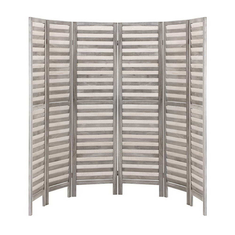 6 Panel Room Divider Privacy Screen Foldable Wood Stand Grey