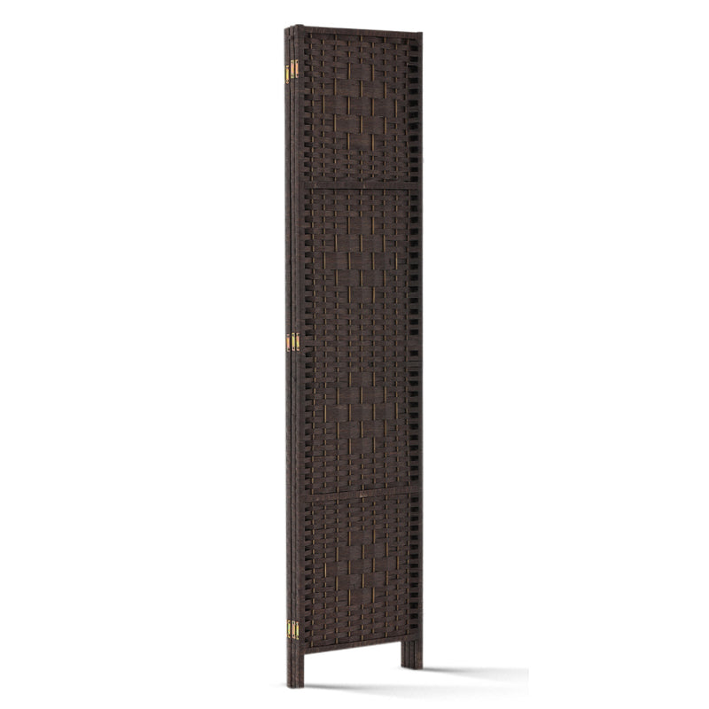 3 Panel Room Divider Privacy Screen Rattan Woven Wood Stand Brown