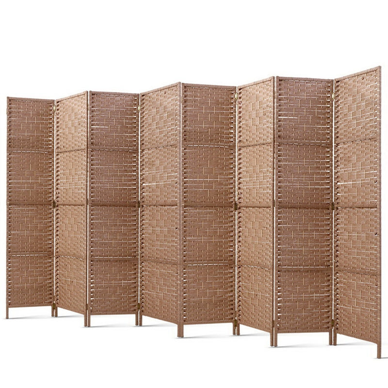 8 Panel Room Divider Screen Privacy Rattan Timber Foldable Dividers Stand Hand Woven