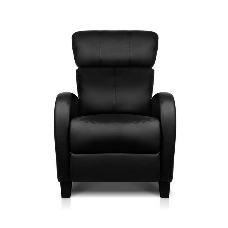 PU Leather Reclining Armchair - Black