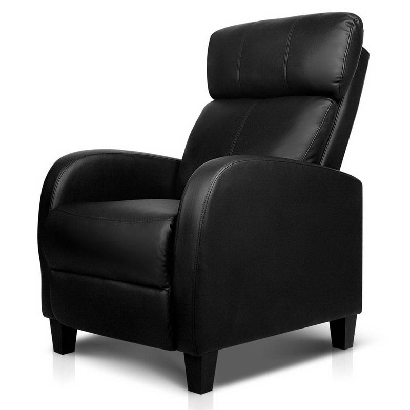 PU Leather Reclining Armchair - Black