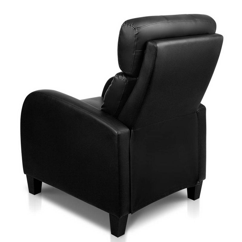 PU Leather Reclining Armchair - Black