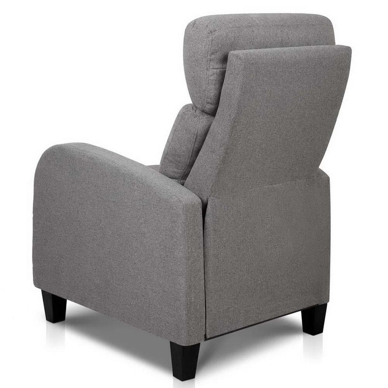 Fabric Reclining Armchair - Grey