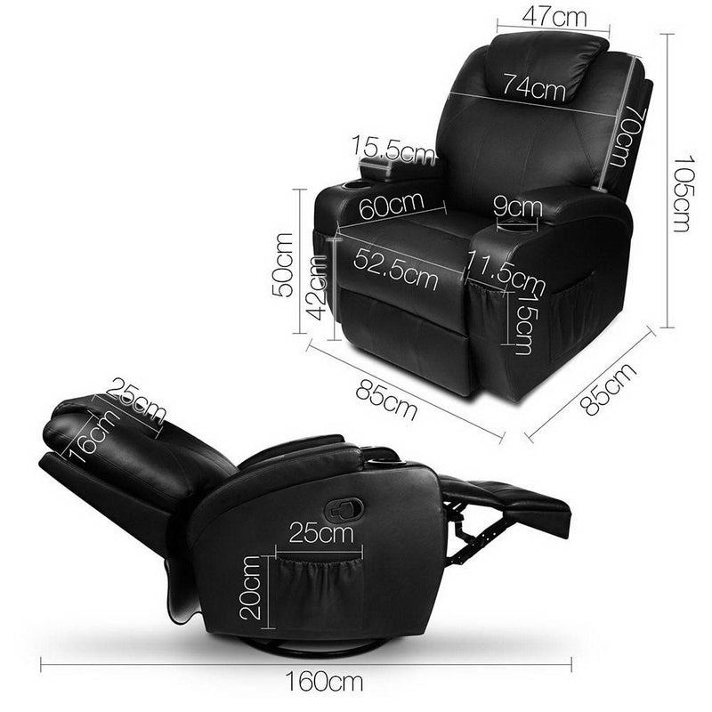 PU Leather Massage Armchair - Black