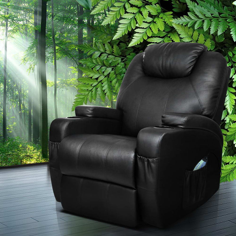 PU Leather Massage Armchair - Black