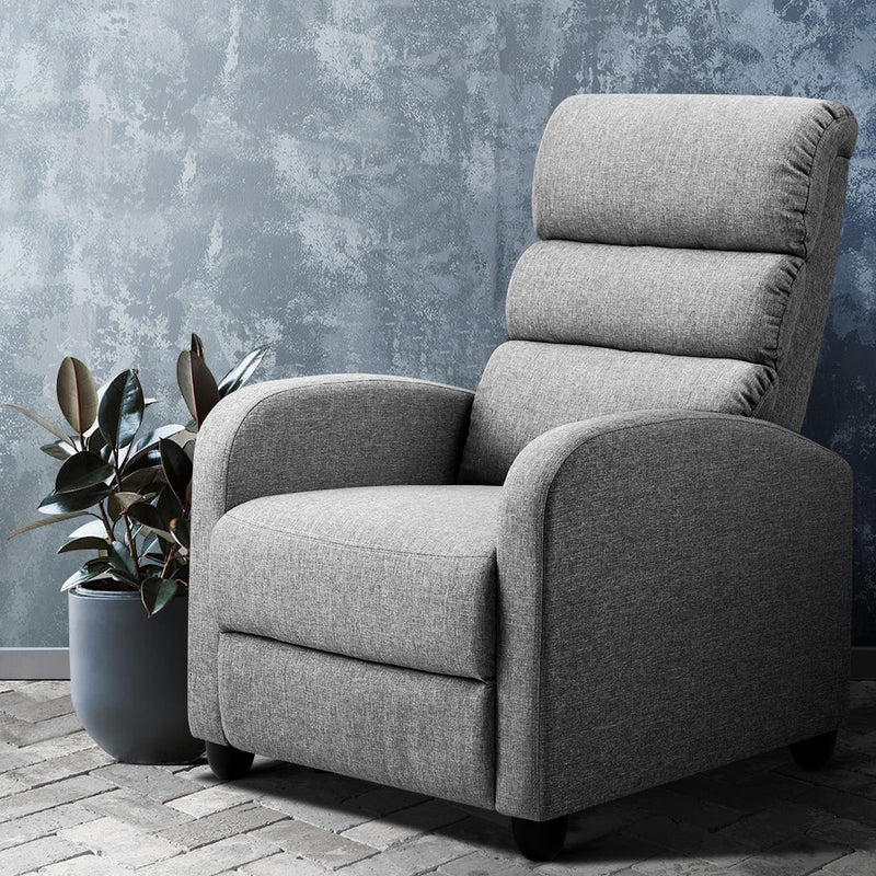 Luxury Recliner Chair Chairs Lounge Armchair Sofa Fabric Cover Grey