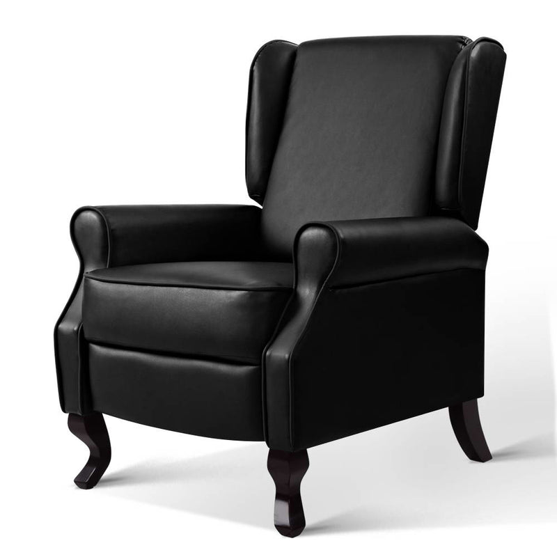 Recliner Chair Luxury Lounge Armchair Single Sofa Couch PU Leather Black