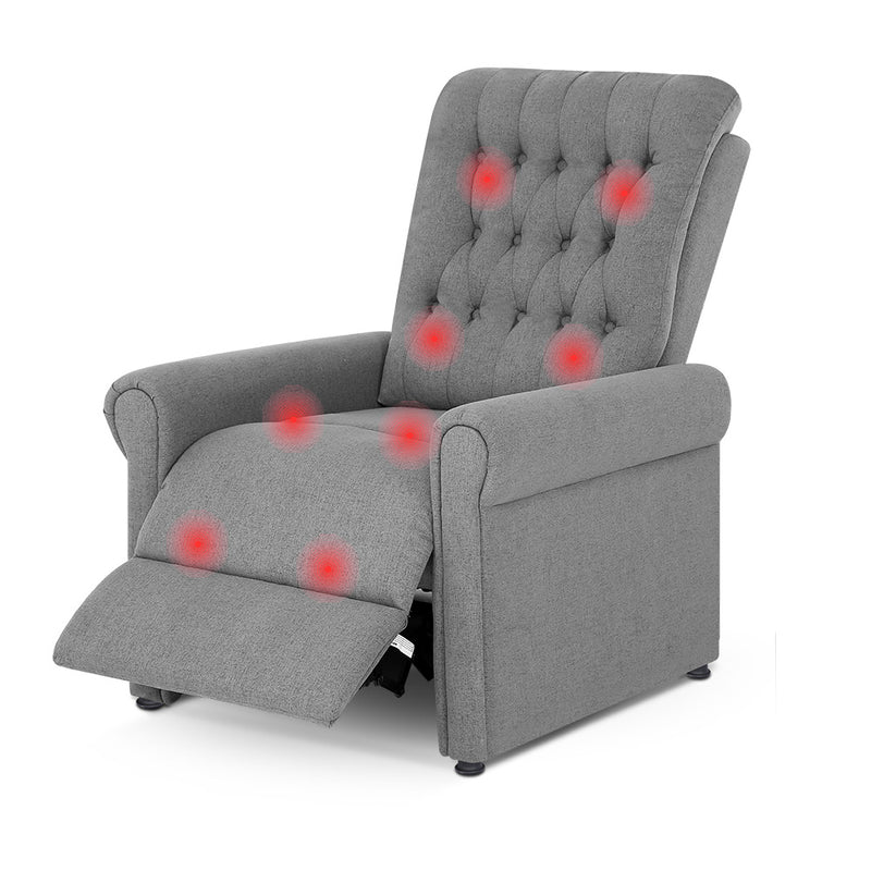 Massage Recliner Chair Electric Armchair 8 Point Heated Grey