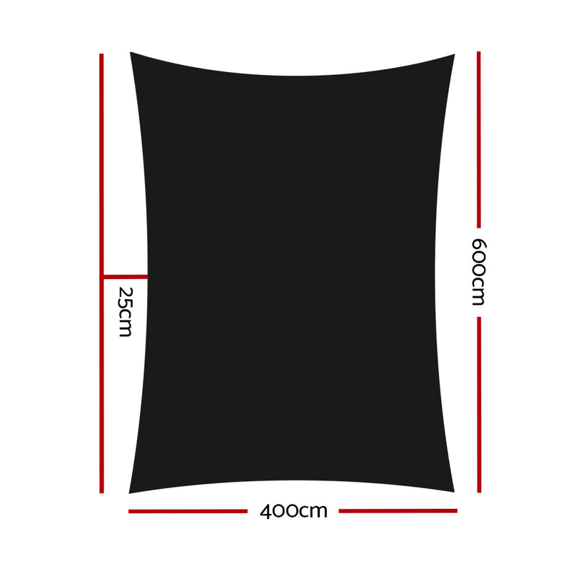 4x6m Shade Sail Sun Shadecloth 280gsm Black