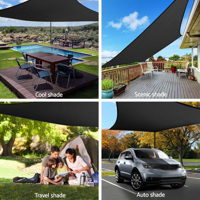 4x6m Shade Sail Sun Shadecloth 280gsm Black