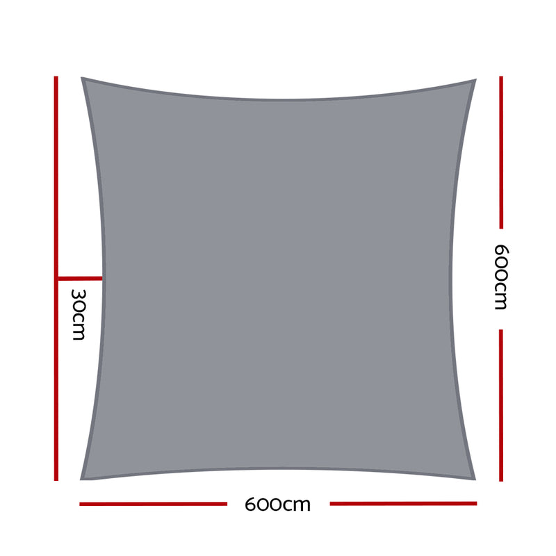 Sun Shade Sail Cloth Shadecloth Outdoor Canopy Square  280gsm 6x6m