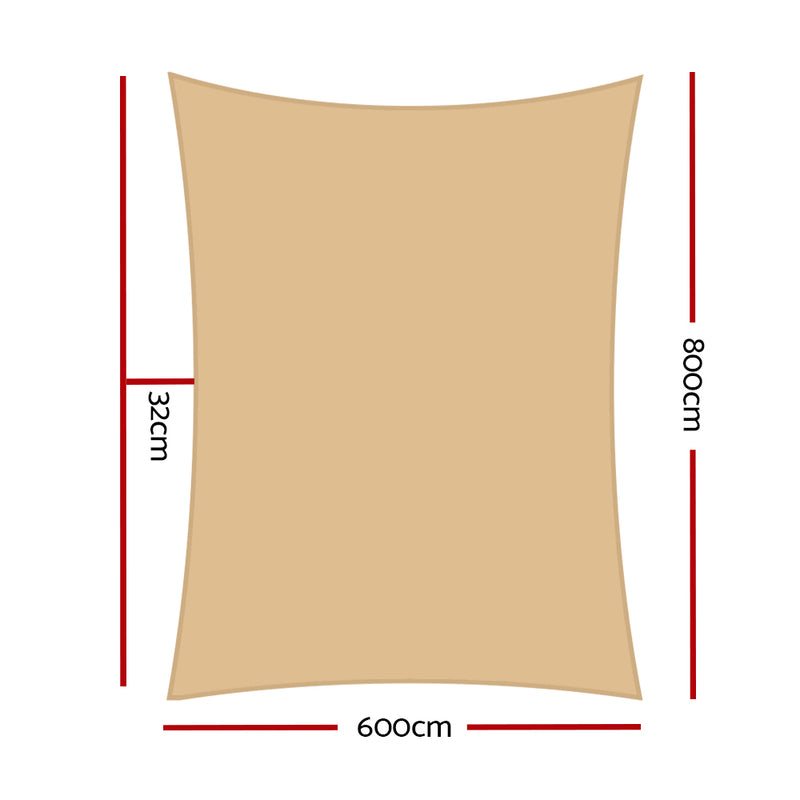 6x8m 280gsm Shade Sail Sun Shadecloth Canopy Square