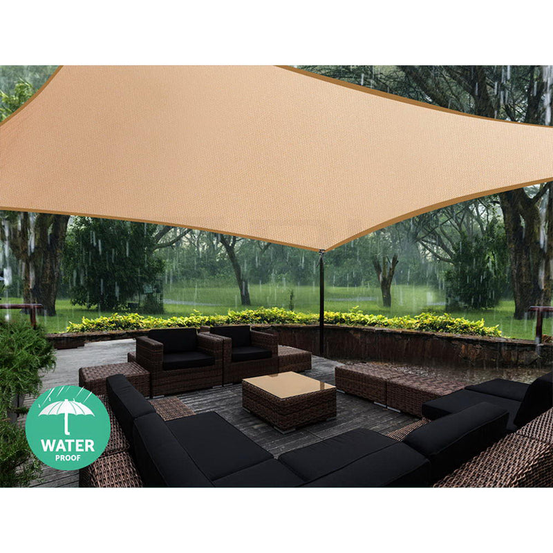 2 x 4m Waterproof Rectangle Shade Sail Cloth - Sand Beige