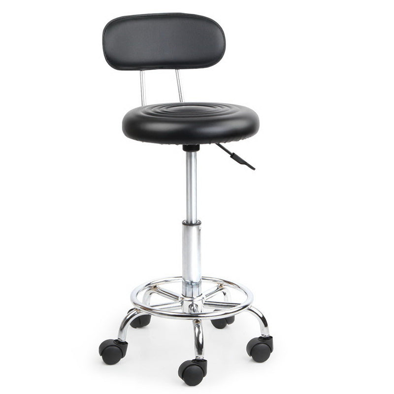 PU Leather Swivel Chair with Backrest - Black