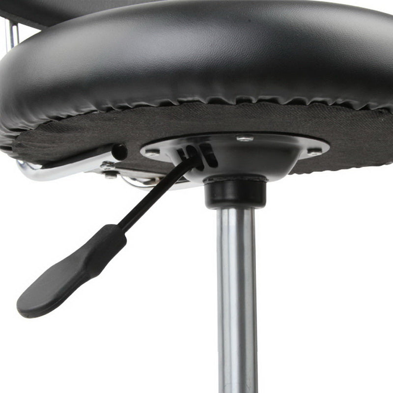 PU Leather Swivel Chair with Backrest - Black