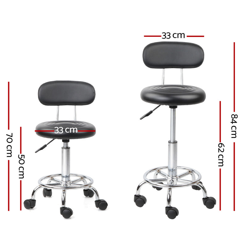 set of 2 Salon Stool Swivel Chair Backrest Barber Hairdressing Hydraulic Height