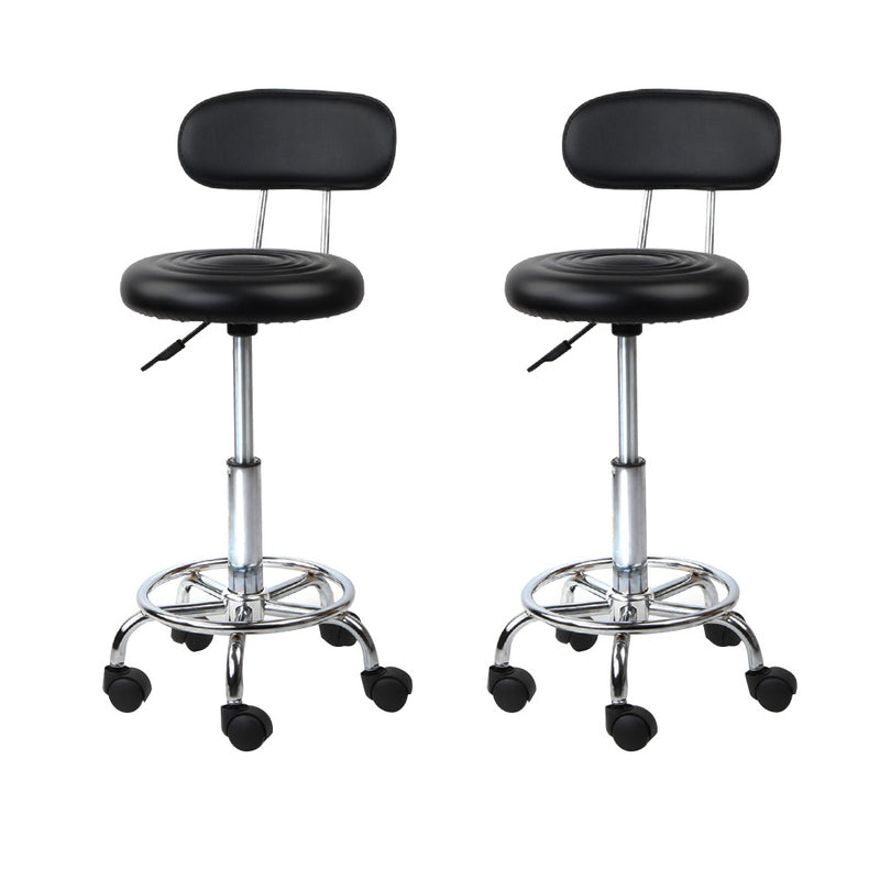 set of 2 Salon Stool Swivel Chair Backrest Barber Hairdressing Hydraulic Height