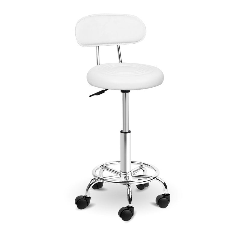 PU Leather Swivel Salon Stool - White