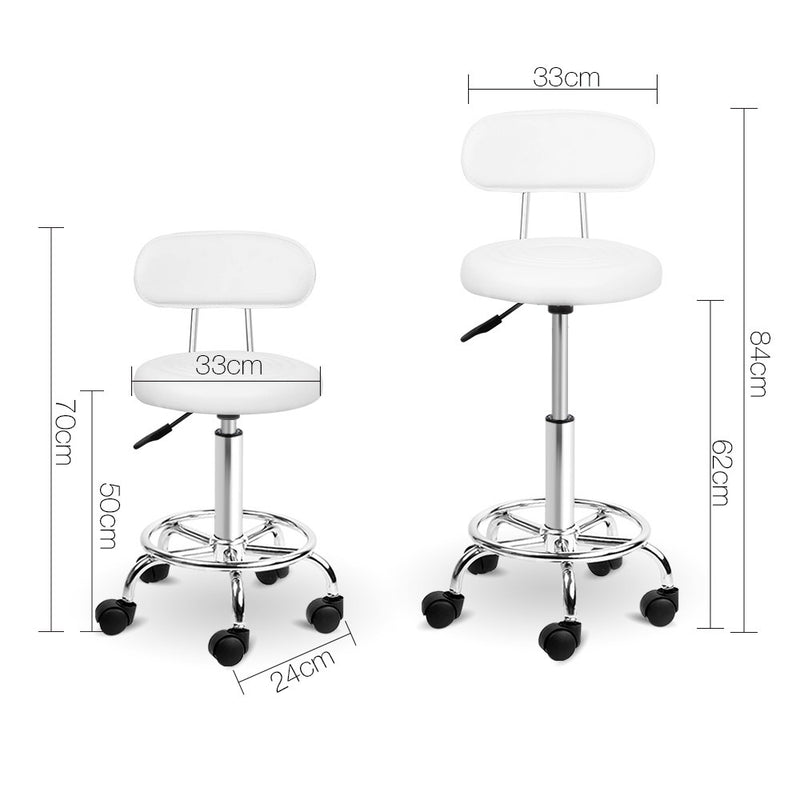 PU Leather Swivel Salon Stool - White