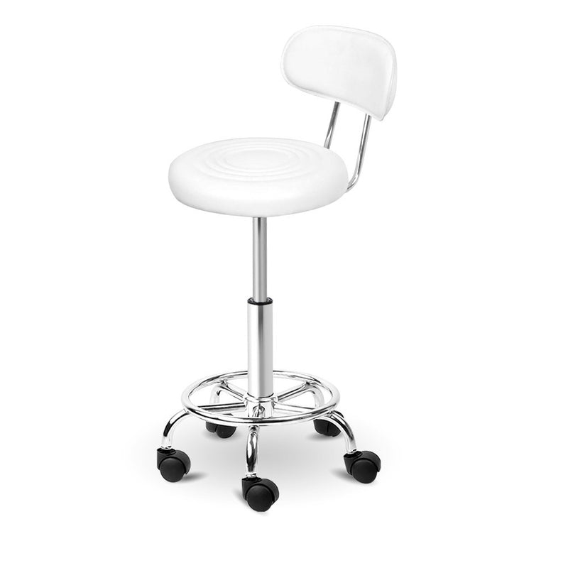 PU Leather Swivel Salon Stool - White