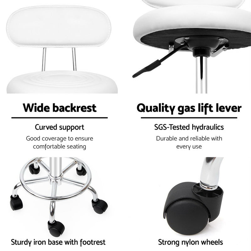 PU Leather Swivel Salon Stool - White