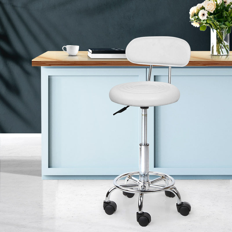 PU Leather Swivel Salon Stool - White