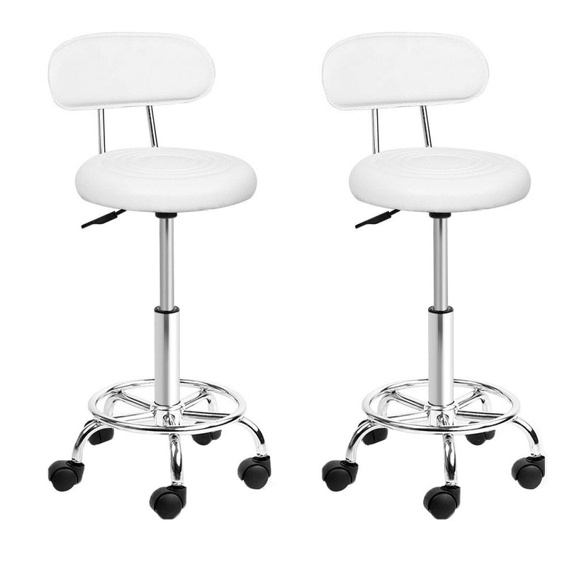 set of 2 Salon Stool Swivel Barber Chair Backrest Hairdressing Hydraulic Height