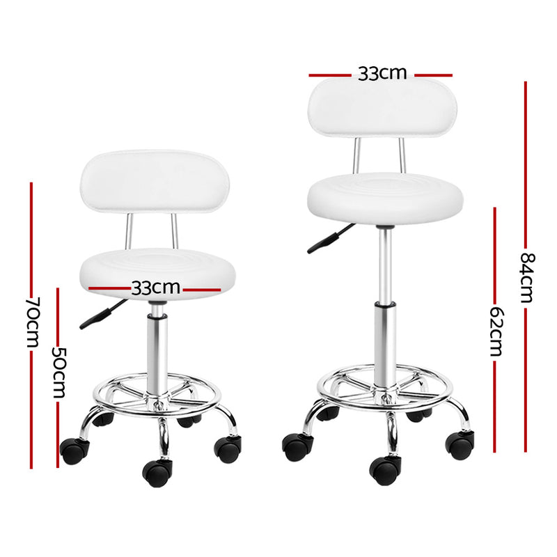 set of 2 Salon Stool Swivel Barber Chair Backrest Hairdressing Hydraulic Height