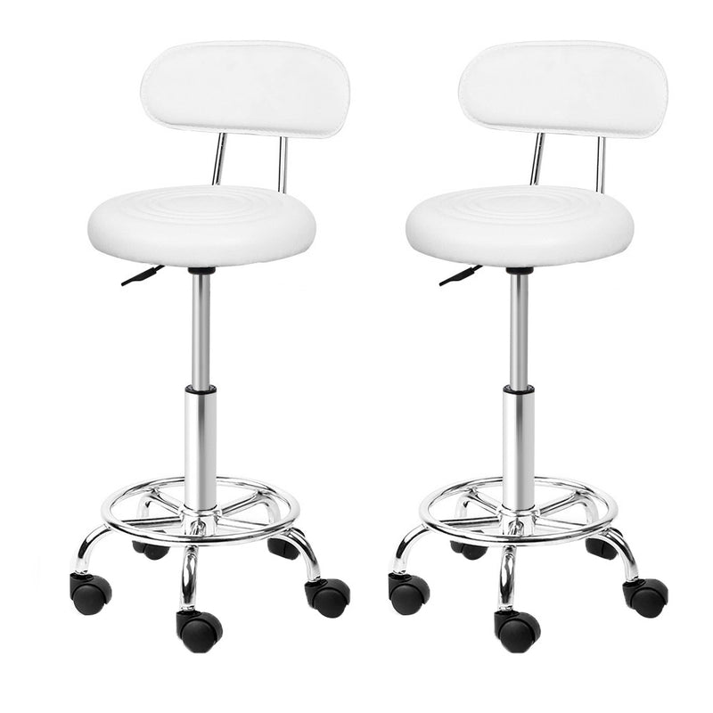 set of 2 Salon Stool Swivel Barber Chair Backrest Hairdressing Hydraulic Height