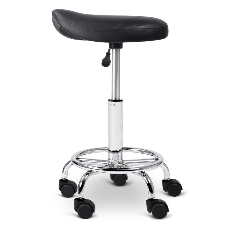 PU Leather Swivel Saddle Salon Chair - Black