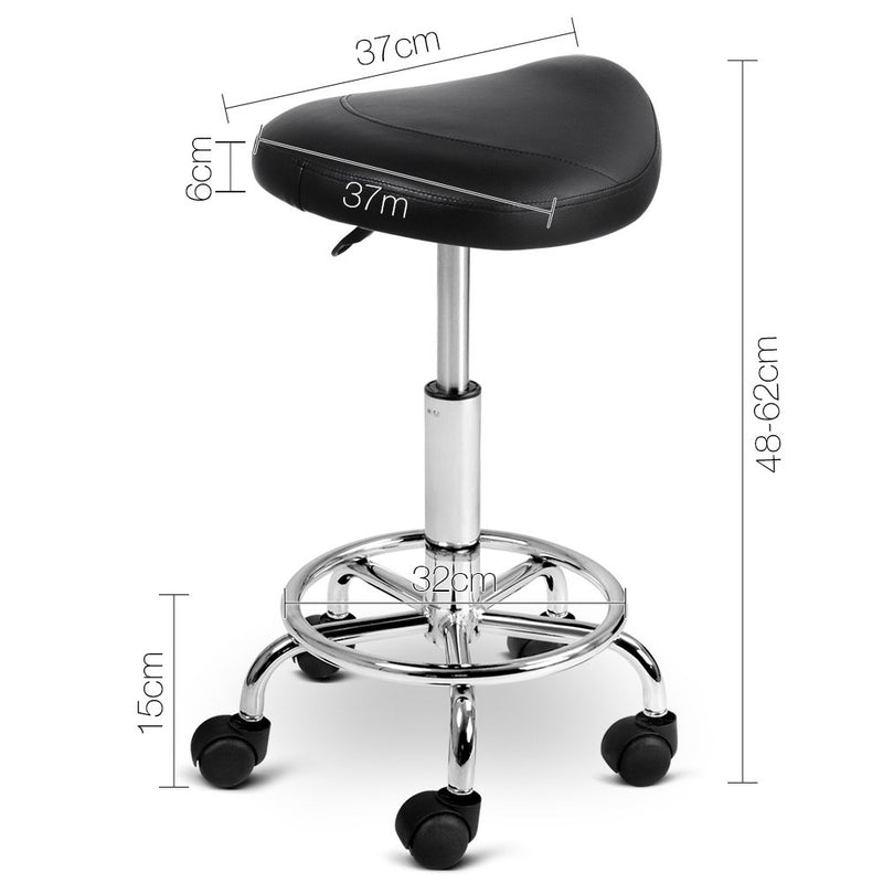 PU Leather Swivel Saddle Salon Chair - Black