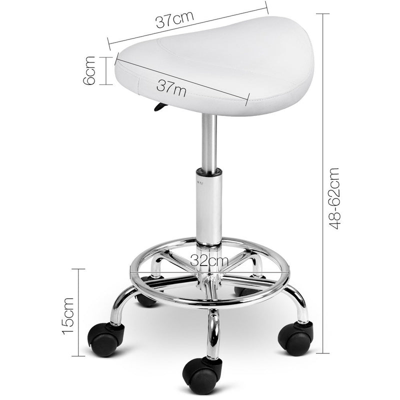 PU Leather Swivel Saddle Salon Chair - White