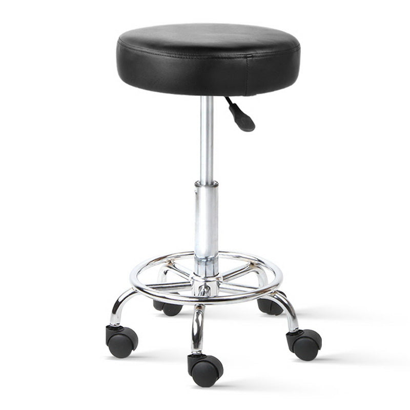 PU Leather Swivel Salon Stool - Black