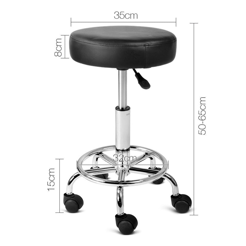 PU Leather Swivel Salon Stool - Black