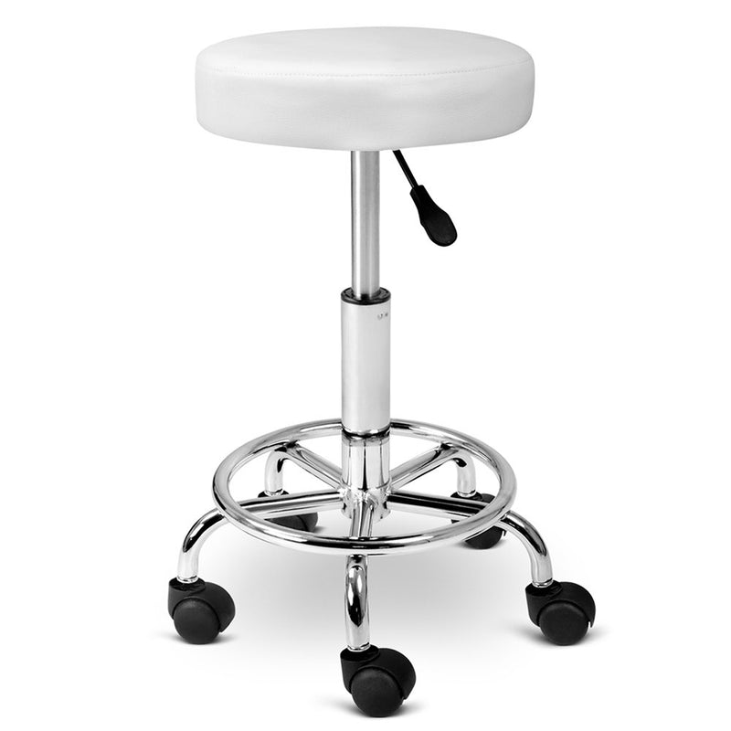 PU Leather Swivel Salon Stool - White