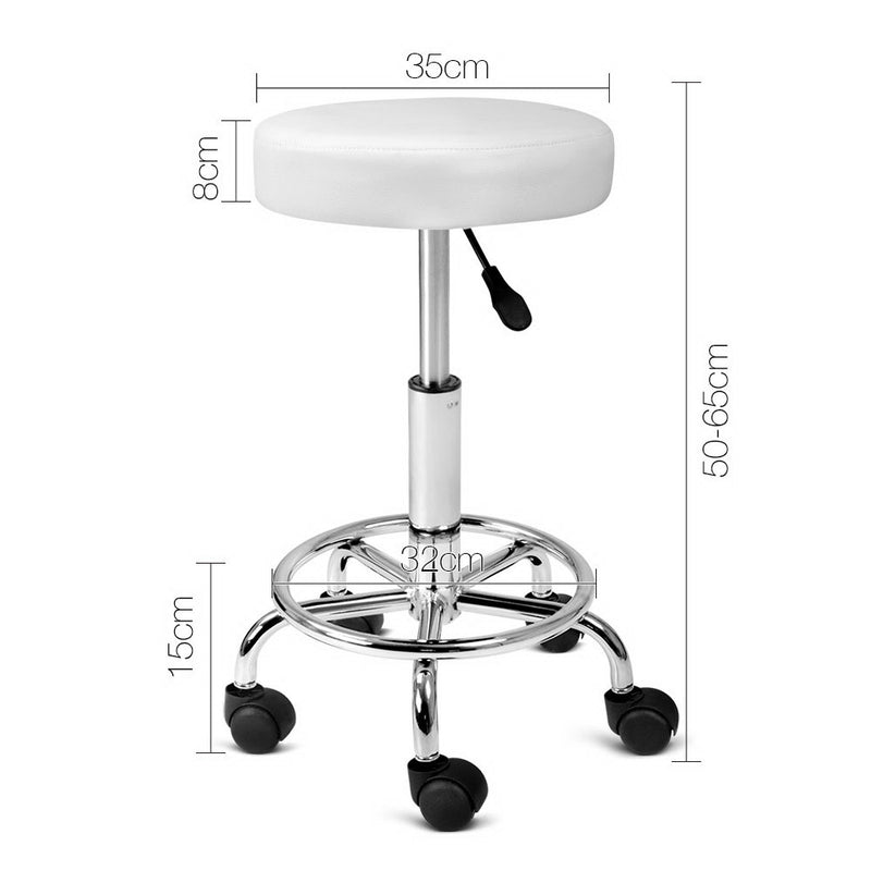 PU Leather Swivel Salon Stool - White