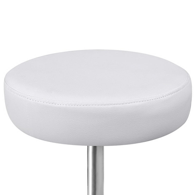 PU Leather Swivel Salon Stool - White