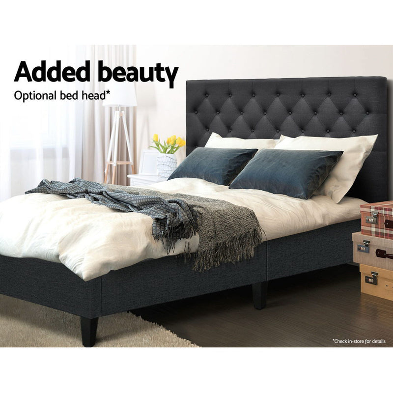 Bed Base Queen Size Frame Fabric Charcoal