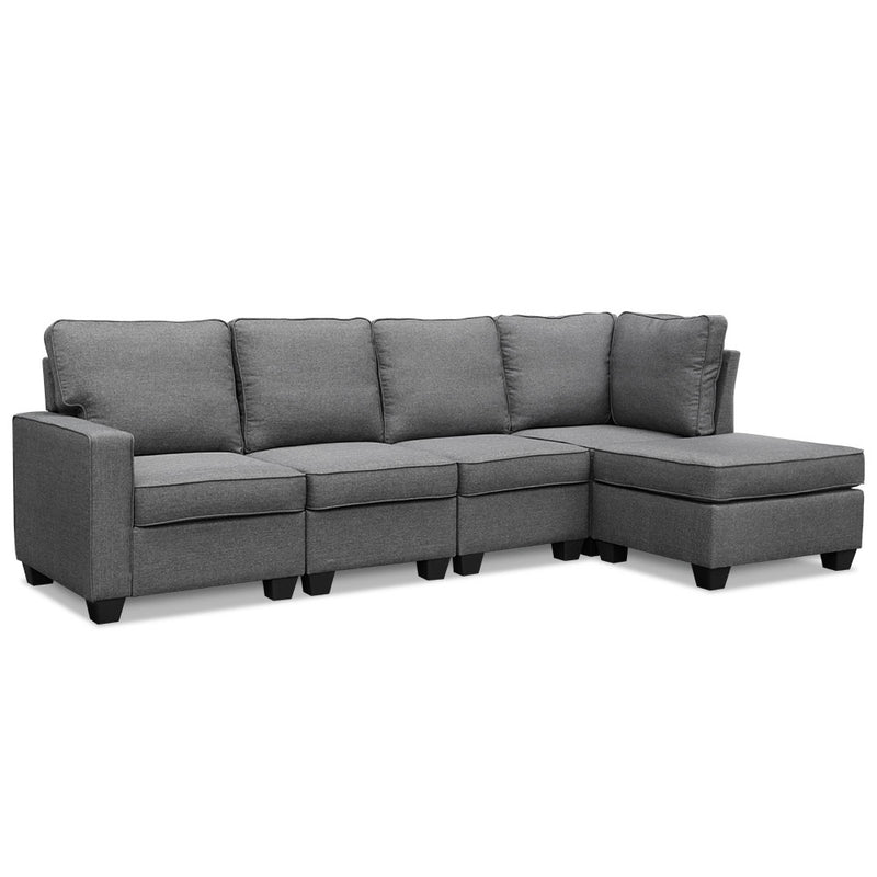 Sofa Lounge Set 5 Seater Modular Chaise Chair Suite Couch Fabric Grey