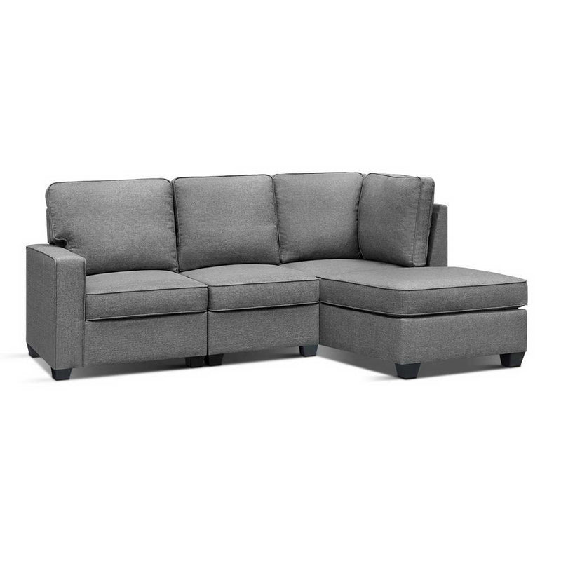 Sofa Lounge Set 4 Seater Modular Chaise Chair Suite Couch Fabric Grey