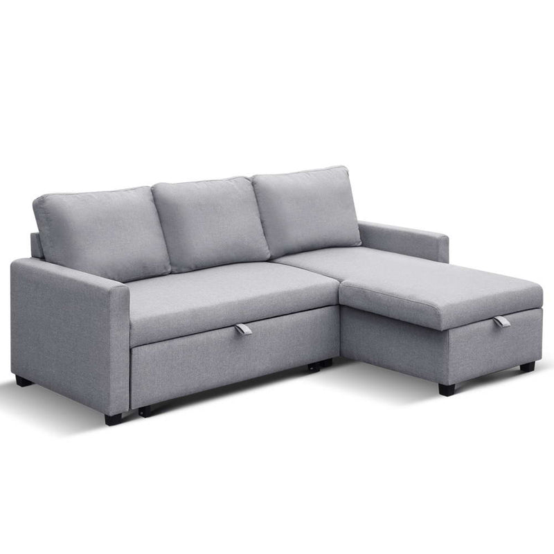 3 Seater Fabric Sofa Bed with Storage  - Grey