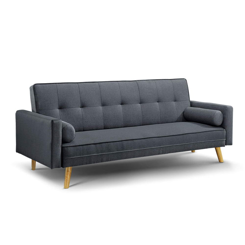 3 Seater Fabric Sofa Bed - Charcoal