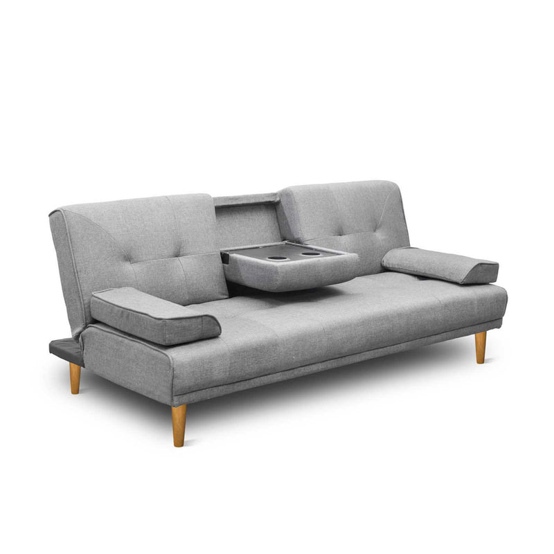 3 Seater Fabric Sofa Bed - Grey