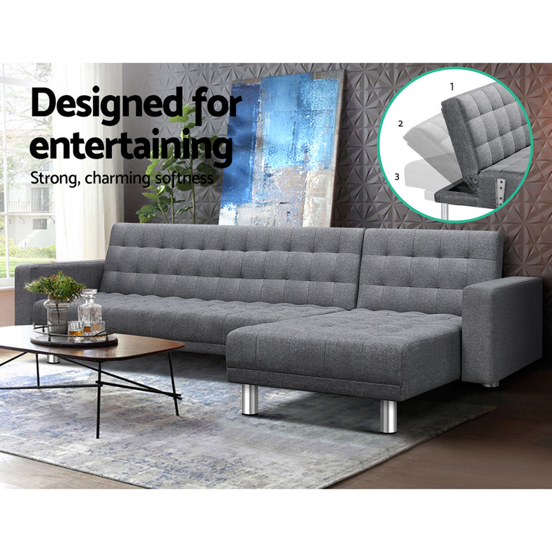 Modular Fabric Sofa Bed - Grey