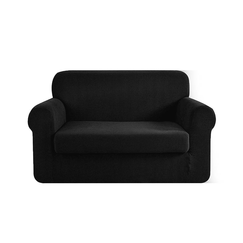 2-piece Sofa Cover Elastic Stretch Couch Covers Protector 2 Steater Black