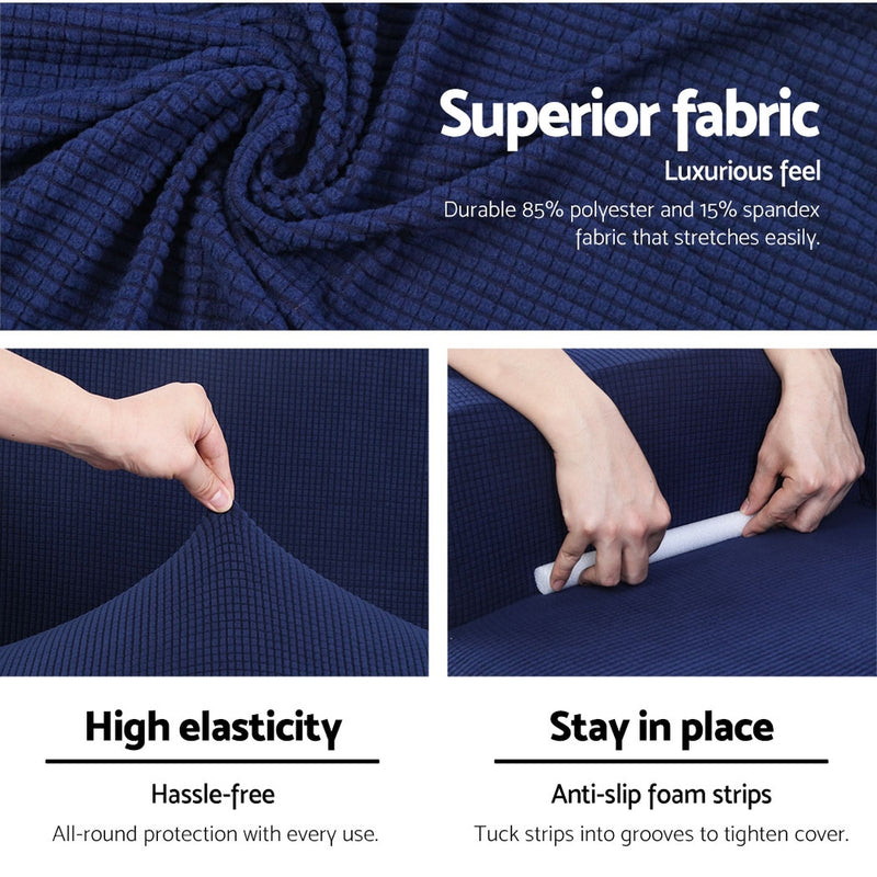 2-piece Sofa Cover Elastic Stretch Couch Covers Protector 2 Steater Navy