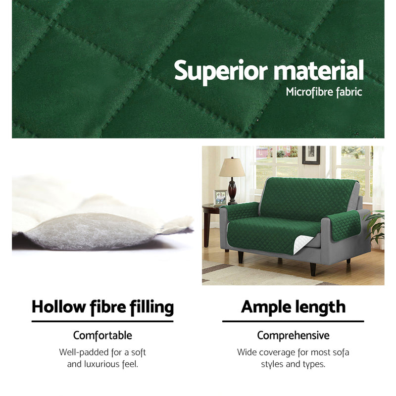 Sofa Cover Quilted Couch Covers Lounge Protector Slipcovers 1 Seater Green