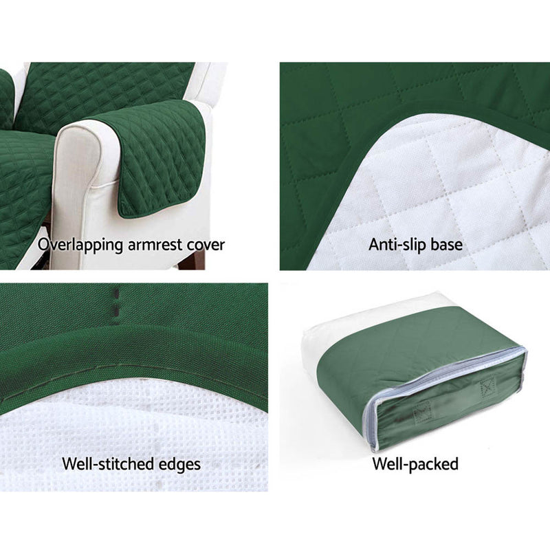 Sofa Cover Quilted Couch Covers Lounge Protector Slipcovers 1 Seater Green