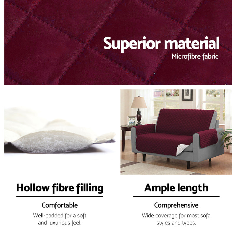 Sofa Cover Quilted Couch Covers Lounge Protector Slipcovers 1 Seater Burgundy