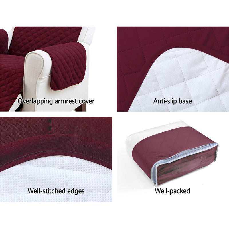 Sofa Cover Quilted Couch Covers Lounge Protector Slipcovers 1 Seater Burgundy